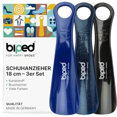 Abbildung von biped 3er Set Schuhanzieher Kunststoff 18 cm Schuhlöffel deutsche Herstellung z1570(midnight)