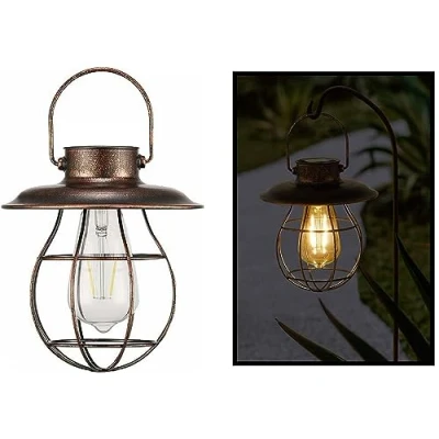 Abbildung von LED Solarlaterne hängend Solarlampe warmweiß inkl. Akku Solar Gartenlampe Laterne