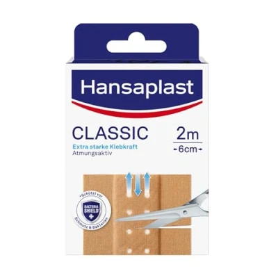 Abbildung von Hansaplast Classic Pflaster (2 m x 6 cm), zuschneidbare Wundpflaster mit extra starker Klebkraft &amp; Bacteria Shield, flexibles und atmungsaktives Verbandsmaterial