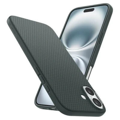 Abbildung von Spigen für iPhone 16 Hülle [rutschfest] Liquid Air Case Handyhülle Schutzhülle Cover Dünn Slim Abyss Green