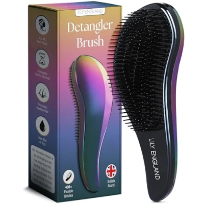 Abbildung von Detangle Hair Brush for Curly Hair, Straight, Dry &amp; Wet Detangling Thick Fine Kids, Women, Toddlers Vegan Detangler by Lily England