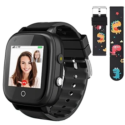 Abbildung von Smartwatch für Kinder 4G Kids Phone IP67 mit GPS und Telefon Tracker Uhr kann als Geschenk verwendet Werden geeignet im Alter von 312 Jahren (Schwarz)