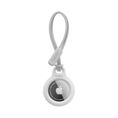 Abbildung von Belkin AirTag Hülle mit Schlaufe (Secure Holder Schutzhülle für Air Tag, Accessoire Kratzschutz) Weiß, Etikett nicht enthalten