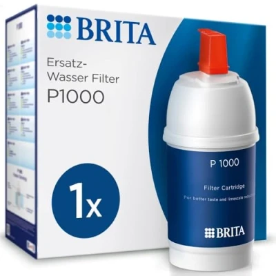 Abbildung von BRITA Filterkartusche P1000 Wasserfilter für den Wasserhahn/BRITA Armaturen mit Kalkfilter reduziert Chlor, Blei, Kupfer &amp; geschmacksstörende Stoffe im Trinkwasser filtert bis zu 1200l