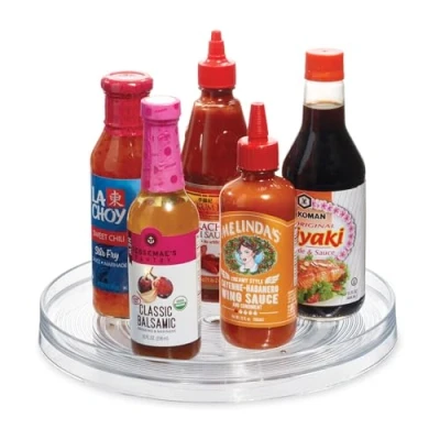 Abbildung von iDesign Kunststoff, plateau tournant, grand pivotant en plastique épices et ingrédients de cuisine, socle le placard, transparent, 28 cm