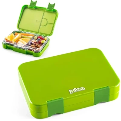 Abbildung von Jarlson® Brotdose Kinder mit Fächern TONI Lunchbox Bento Box auslaufsicher Jausenbox für Kindergarten und Schule Mädchen Jungen Vesperbox Snackbox (Grün)