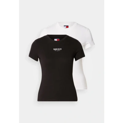 Abbildung von Tommy Jeans Essential LOGO TEE 2 PACK Tshirt print, Damen, Größe: 32, Ecru/black