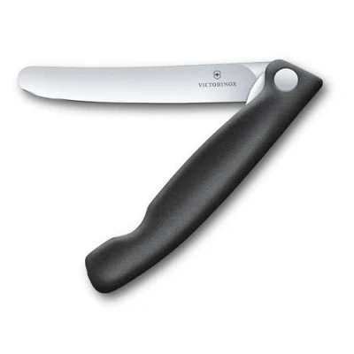 Abbildung von Victorinox Swiss Classic, Profi Tomaten und Tafelmesser, Extra Scharfe Klinge, gerader Schliff, 11 cm, Rostfreier Stahl, schwarz