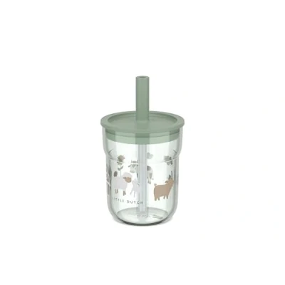 Abbildung von Mepal Kinder Trinkglas mit Strohhalm Mio Little Dutch Flexibler Deckel insektensicherem Geeignet für alle Arten von Flüssigkeiten Verschüttet nicht 250 ml Farm