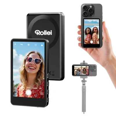 Abbildung von Rollei Easy Creator Selfie Monitor 3,97&quot; Smartphone Rückkamera Magnetisch Vlog Bildschirm für iPhone und Android TikTok Live Streaming