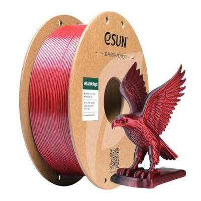 Abbildung von eSUN Silk Dual Color PLA Filament 1.75mm, Co Extrusion Magic 3D Druck Filament, Farbverlauf wechselnd 1KG Spule (2.2 LBS) für Drucker, Schwarz Rot