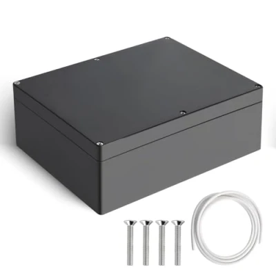 Abbildung von Therlan Abzweigdose Schwarz Wasserdicht IP65, Elektronik Gehäuse Anschlussdose Aufputz Verteilerdose Außen Wasserdicht, ABS Projekt Box Kunststoff Anschlusskasten Aufputzdose 263x182x95 mm