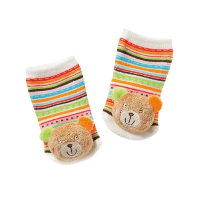 Abbildung von Fehn Rasselsocken Babysocken mit Rassel Funktion &amp; Teddy Bär Köpfchen Socken zur Förderung der Motorik Babykleidung ideal als Erstlingssöckchen Für Babys Kinder von 0 12 Monaten