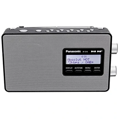 Abbildung von Panasonic RF D10EG K Tragbares DAB/DAB+/FM Digitalradio, LCD Display mit Hintergrundbeleuchtung, Batterie &amp; Netzbetrieb, Uhr, Schwarz
