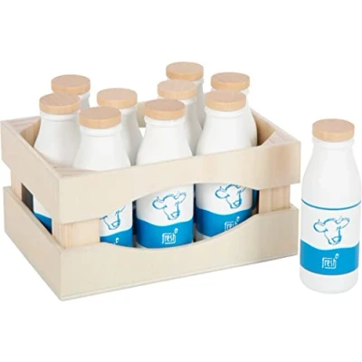 Abbildung von small foot Milchkiste &quot;fresh&quot; aus Holz, Zubehör für Kaufladen und Kinderküche, 10 Flaschen in Kiste, ab 3 Jahren, 12354