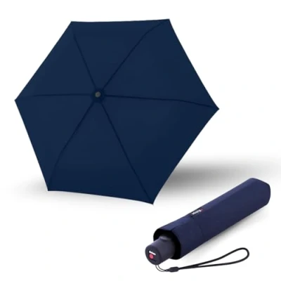 Abbildung von Knirps Regenschirm C.250 Light Duomatic Navy mit Schirmtasche I Taschenregenschirm Funktion Auf Zu Automatik Taschenschirm Drucktaste automatisch &amp; leicht