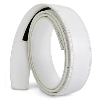 Abbildung von Nelbons Herren Gürtel Ratsche Automatik für Männer 35mm Breit Ledergürtel, Ohne Schnalle (Weiß N15, Länge 130cm Geeignet 30 43 taille)
