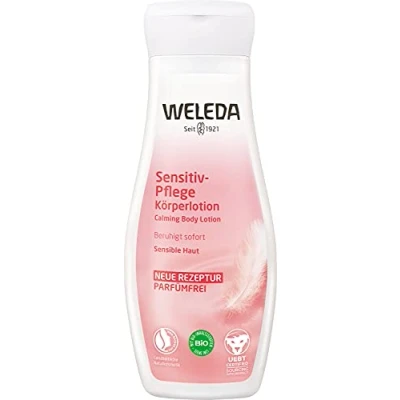 Abbildung von WELEDA Bio Sensitiv Bodylotion Naturkosmetik Körperpflege Lotion mit Kokosöl &amp; Jojobaöl lindert Haut Juckreiz. Natürliche Körperlotion zur Pflege von empfindlicher sensibler (vegan, 200ml)