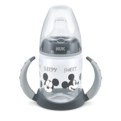 Abbildung von NUK Disney First Choice Learner Cup Sippy 6 18 Months Temperature Control Leak Proof Silicone Spout Anti Colic Vent BPA Free 150ml Mickey Mouse (Grey)