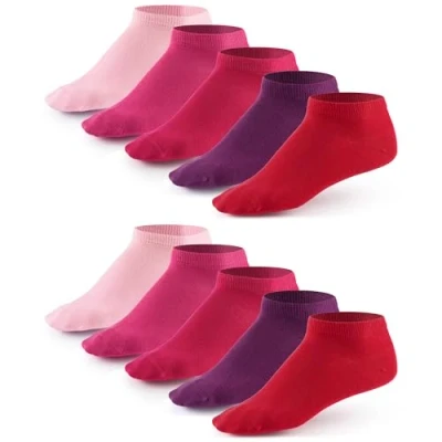 Abbildung von Mat &amp; Vic&#039;s Sneaker Socken Herren Damen OEKO TEX Baumwolle 5 10 Paar Sneakersocken Kurze Sportsocken Halbsocken Socks Unisex Schwarz Weiß Grau Bunt, 43 46, Berry Colors rot rosa pink lila