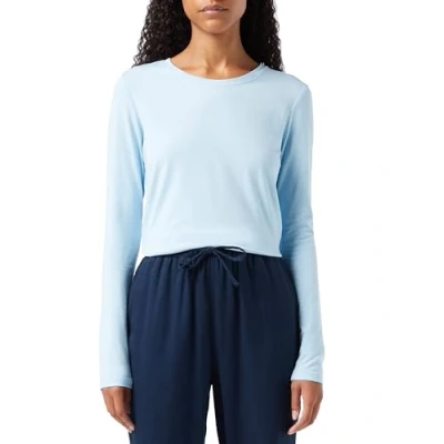 Abbildung von Amazon Essentials Damen Regular Fit Langarm T Shirt Rundhalsausschnitt (In Übergröße Erhältlich), Himmelblau, S