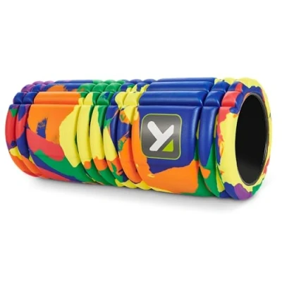 Abbildung von TriggerPoint Grid Faszienrolle mit Kostenlosen Online Videos, Kompakte Massagerolle, Tragbare und Vielseitige Faszienrolle, Rainbow,13&#039;&#039;/33cm