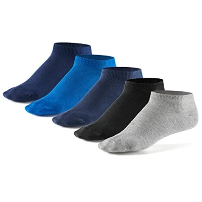 Abbildung von Mat &amp; Vic&#039;s Sneaker Socken Herren Damen OEKO TEX Baumwolle 5 10 Paar Sneakersocken Kurze Sportsocken Halbsocken Socks Unisex schwarz Weiß Grau Bunt, 43 46, Jeans blau, grau,
