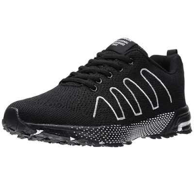 Abbildung von ASHION Turnschuhe Herren Sneaker Laufschuhe Sportschuhe Atmungsaktiv Leichte Straßenlaufschuhe,B Schwarz,40 EU