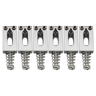 Abbildung von Musiclily 10,5mm ST Gitarren Tremolo Saitenreiter Bridge Saddles für Strat Tele Style E Gitarre, Chrom(6er Set)