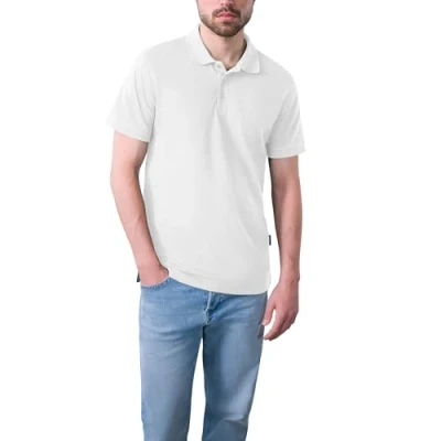 Abbildung von HRM Herren Heavy Performance Polo, weiß, Gr. M I Premium Polo Shirt Basic Polohemd bis 60C waschbar Hochwertige &amp; nachhaltige Bekleidung Workwear