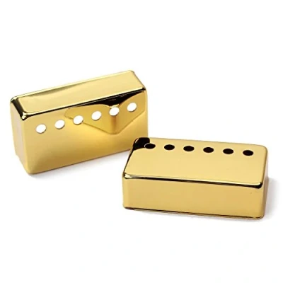 Abbildung von Alnicov Humbucker Gitarren Tonabnehmerabdeckungen, Messing, 50 mm/52 mm, Stangenabstand, passend für Gibson Les Paul Gitarre, Gold, 2 Stück