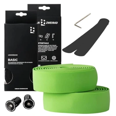 Abbildung von URBAN ZWEIRAD Lenkerband grün Rennrad inkl. Endstopfen und 2x Klebestreifen Fahrrad extra griffig 2 x 200 cm 3 mm Stärke