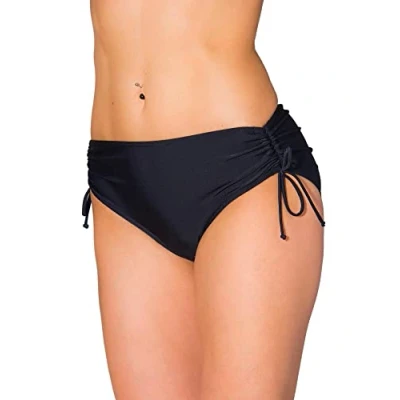 Abbildung von Aquarti Damen Bikinihose mit Raffung und Schnüren, Farbe: Schwarz, Größe: 44