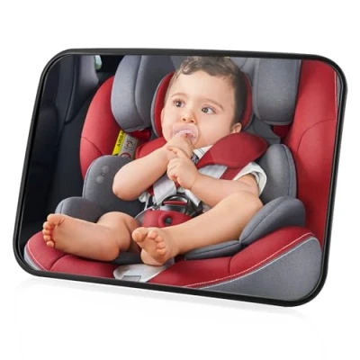 Abbildung von NEUTYPECHIC Spiegel Auto Baby Rückbank, Autospiegel Rücksitz Bruchsicherer für Allerlei Kopfstützen, Groß Vision Verstellbare Elastische Kindersitz und Babyschale, Schwarz