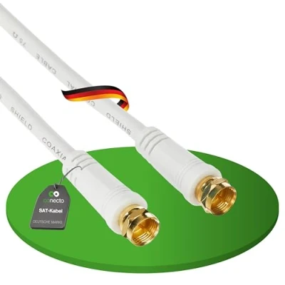 Abbildung von conecto Antennenkabel SAT Kabel Koaxialkabel Satelitenkabel TV 7,50m 4fach geschirmt F Stecker, für HDTV, Receiver, Satelit, DAB, Radio, Weiß