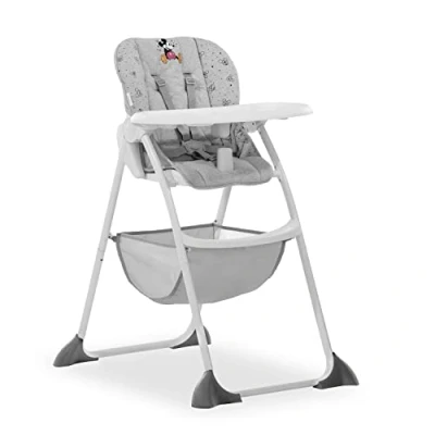 Abbildung von hauck Hochstuhl Sit N Fold für Kinder ab 6 Monate bis 15 kg, Klappbarer Reisehochstuhl mit Tisch, Einhändig Verstellbare Rückenlehne, Ultra Leicht, Großer Korb (Disney Mickey Mouse Grey)