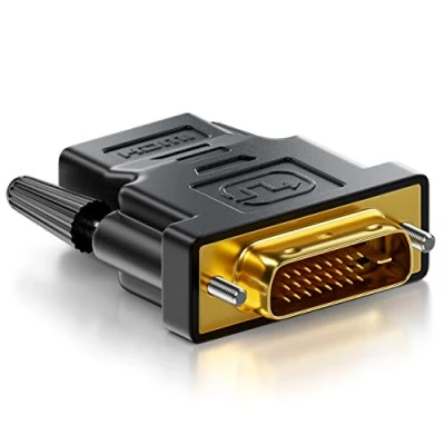 Abbildung von deleyCON HDMI zu DVI Adapter Buchse Stecker (24+1) (19pol) 1920x1200 1080p Schwarz