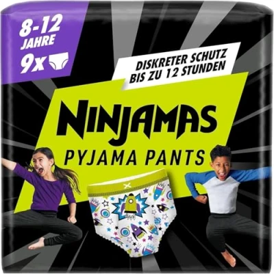 Abbildung von Ninjamas Pyjama Pants Herzen, 9 absorbierende Nachthöschen, 8 Jahre, 27kg 43kg