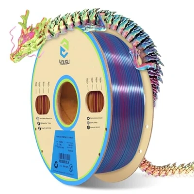 Abbildung von YOUSU Dreifarbiges PLA Filament,3D Drucker Filament 1,75 mm (± 0,03 mm), Seiden Rot/Gold/Blau Filament, Passend für die Meisten FDM Drucker, 1 kg/2,2 lbs