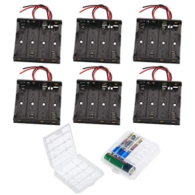 Abbildung von GTIWUNG 6 Stück AA Batteriehalter Gehäuse Kunststoff Akku Aufbewahrungsbox, für 4 x 1,5V Batterie Halterung 6V mit Anschlusskabel (4 Solts)