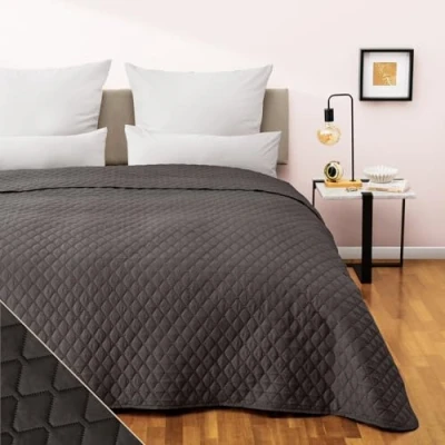Abbildung von Blumtal Tagesdecke 170x210 cm Oeko TEX zertifizierter Bettüberwurf als 90x200 (Bettgröße) Tagesdecken Sofa Überwurf Couch Bedspread Anthrazit