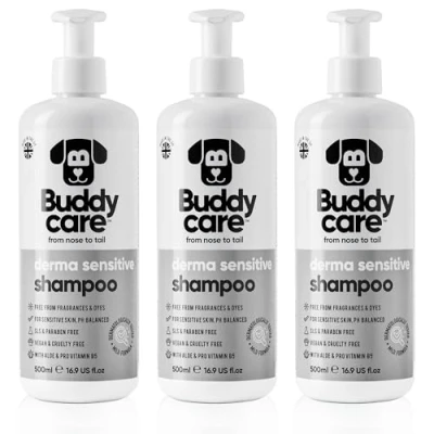 Abbildung von Buddycare Derma Sensitive Shampoo Hundeshampoo für empfindliche Haut Mit Aloe Vera und Pro Vitamin B5 (500ml x3)