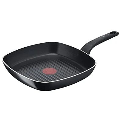 Abbildung von Tefal Easy Cook &amp; Clean Grillpfanne 26x26 cm, Antihaftbeschichtung, nicht induktionsgeeignet, langlebige Steak Pfanne, Thermo Signal bei idealer Brattemperatur, Made in France, B5554032