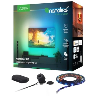 Abbildung von Nanoleaf 4D Screen Mirror + Lightstrip Kit für Fernseher/TV/Bildschirme bis zu 65 Zoll (165 cm) Smart RGBW LED Strip Kamera, Thread &amp; WLAN, Funktioniert mit Alexa Google Apple