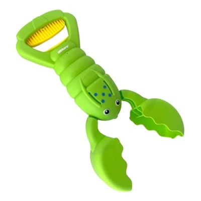 Abbildung von alldoro 60179 Sand Snapper Kunststoff Einhand Bagger im Krebs Design, Sandgreifer für Kinder ab 3 Jahren, 34,5 cm lang, Grün