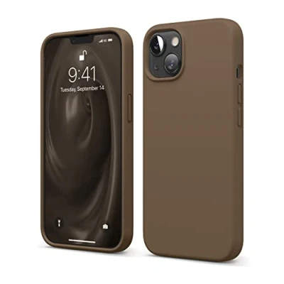 Abbildung von elago Liquid Silicone Case Kompatibel mit iPhone 13 Hülle (6,1&quot;), Hochwertiges Silikon, Rundumschutz Handyhülle : 3 Layer Struktur Schutzhülle, Kratzfestes Weiches Mikrofaserfutter (Braun)