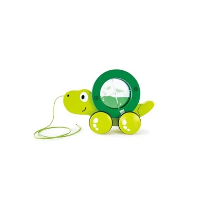 Abbildung von Hape Nachziehschildkröte Tito Holzspielzeug mit getrennt verwendbarem Schildkrötenpanzer Spielzeug für Kleinkinder ab 12 Monaten