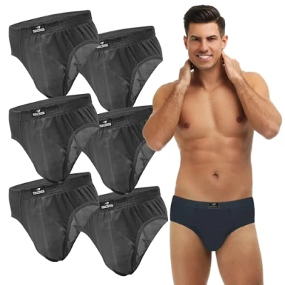 Abbildung von SGS Slip Herren Unterhosen Männer Baumwolle 6er oder 12er Pack atmungsaktive Unterwäsche von S bis 6XL für Alltag Sport.