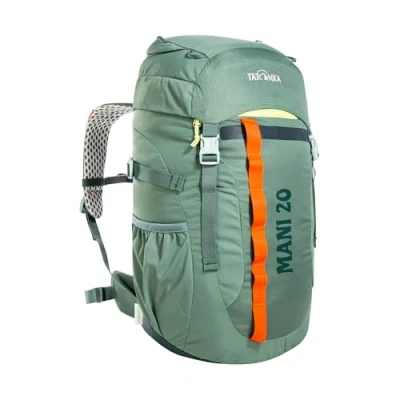 Abbildung von Tatonka Kinderrucksack Mani 20L Rucksack für Mädchen und Jungen ab 10 Jahren Inklusive Sitzkissen mit Reflektoren gute Sichtbarkeit Aus recycelten Materialien 20 Liter (sage green)