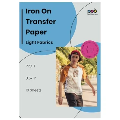 Abbildung von PPD 10 x A4 Inkjet Premium Transferpapier für helles Textil, Bügeleisen und Transferpresse 1
